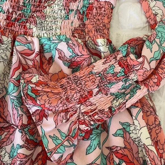 Nanette Lepore floral smocked high Lo midi dress - Picture 5 of 11